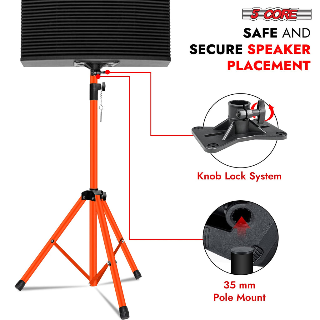 5Core Speaker Stand Tripod 2Pcs Tall Adjustable 72 Inch DJ Studio Monitor Stands Pole Mount-2