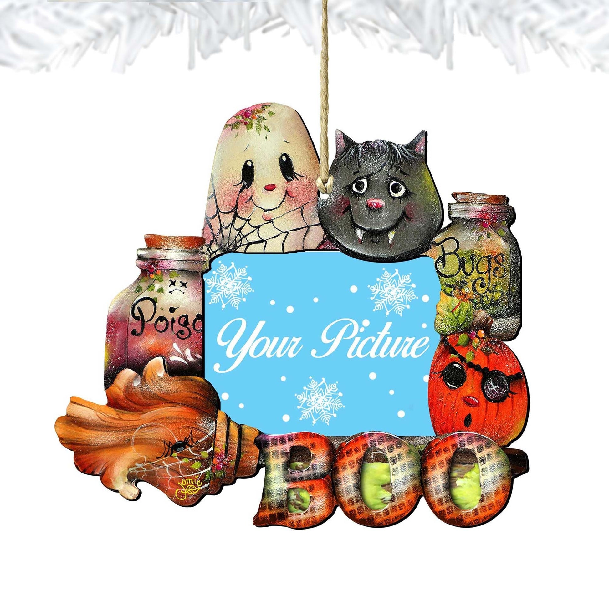 Brunhilda's Broom! Halloween Picture Frame Ornaments - Ornament for Photo - Thanksgiving Halloween Decor - 8457411PF-3