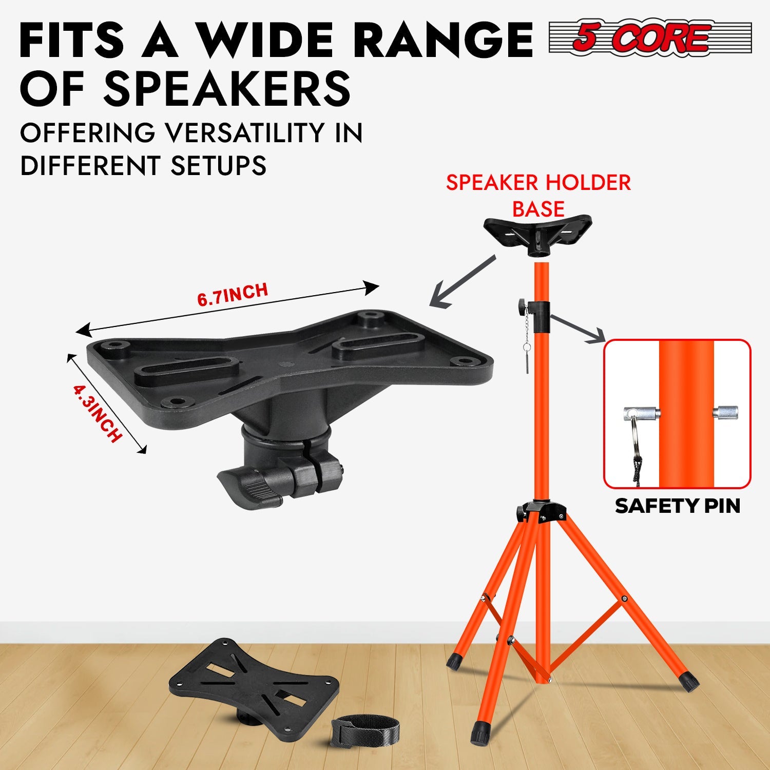 5Core Speaker Stand Tripod 2Pcs Tall Adjustable 72 Inch DJ Studio Monitor Stands Pole Mount-4