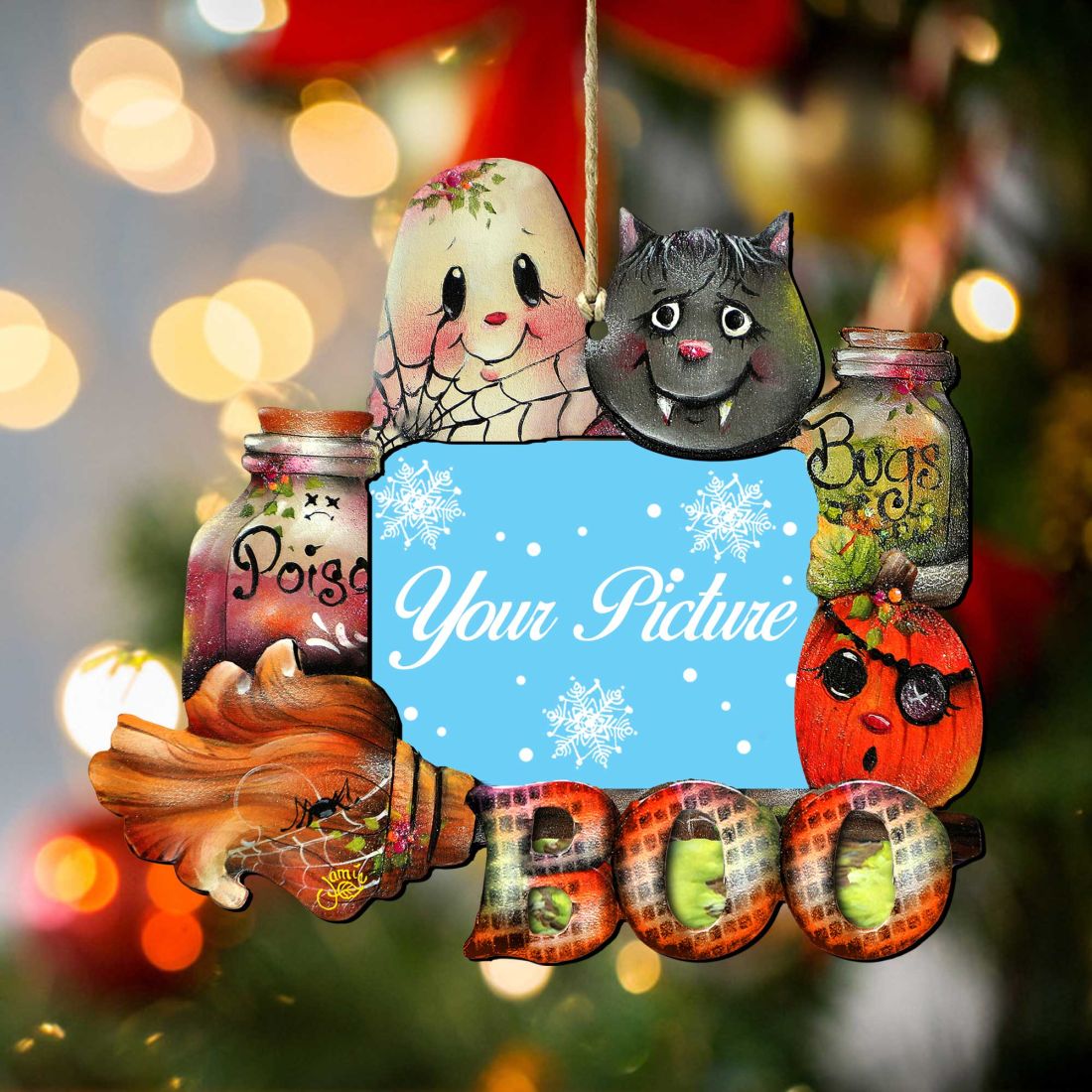 Brunhilda's Broom! Halloween Picture Frame Ornaments - Ornament for Photo - Thanksgiving Halloween Decor - 8457411PF-0