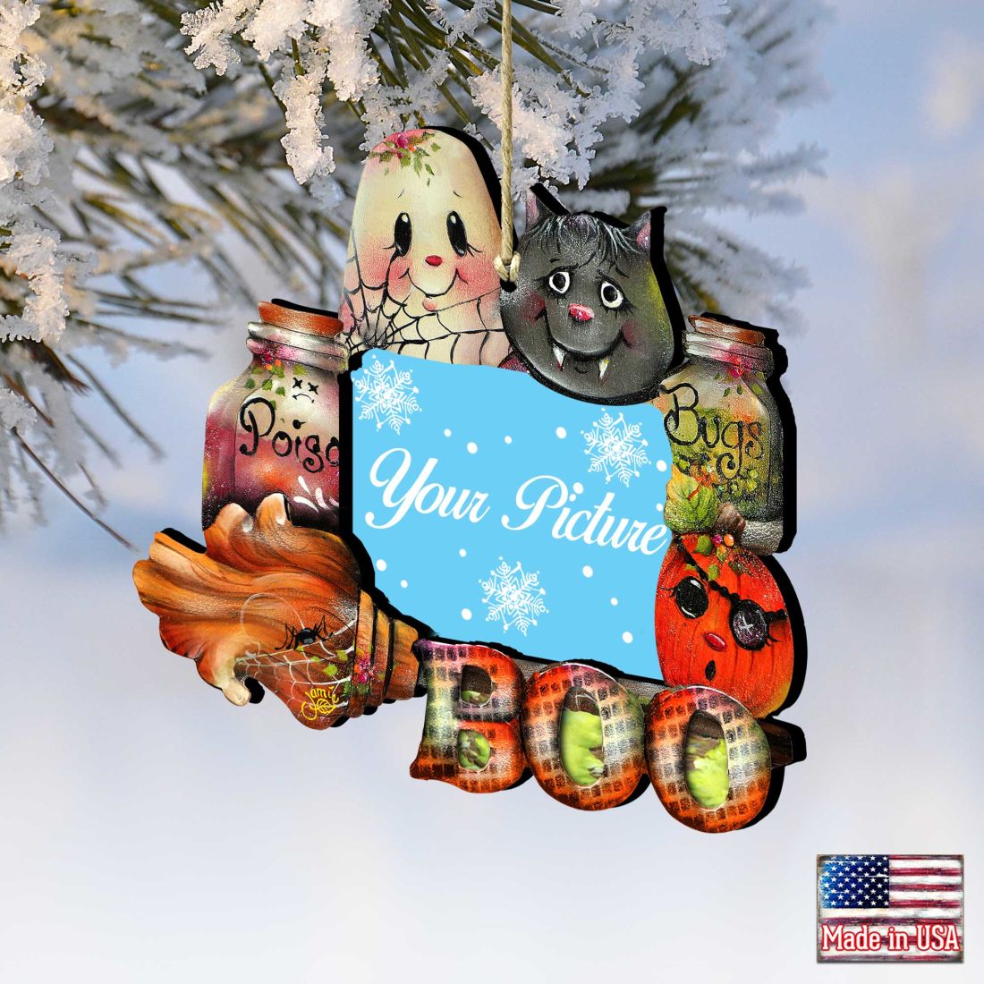 Brunhilda's Broom! Halloween Picture Frame Ornaments - Ornament for Photo - Thanksgiving Halloween Decor - 8457411PF-2