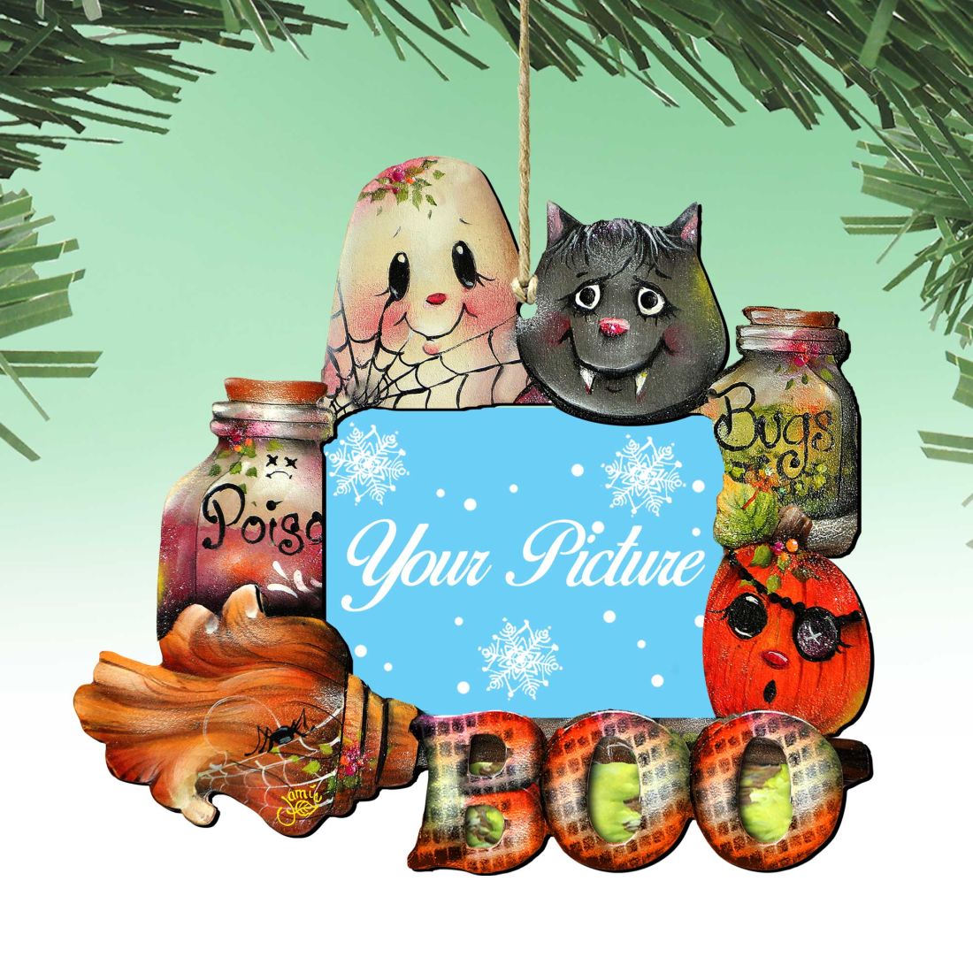 Brunhilda's Broom! Halloween Picture Frame Ornaments - Ornament for Photo - Thanksgiving Halloween Decor - 8457411PF-1